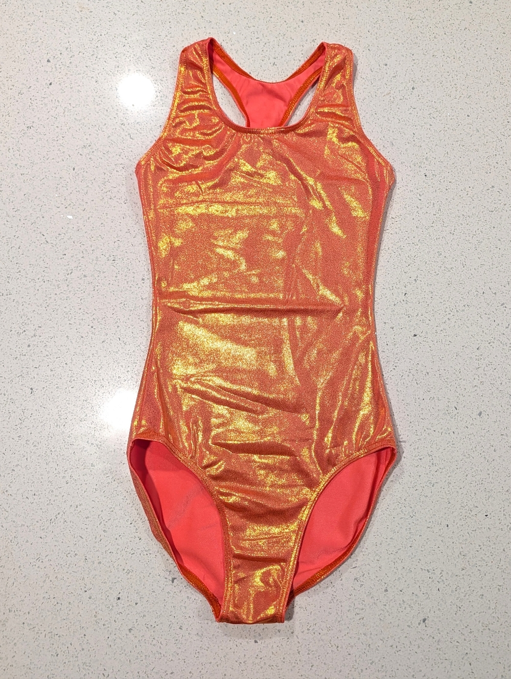 STUNNING Balera Gymnastics Ballet Dance Leotard AXL X-Large Metallic ORANGE HTF!